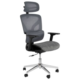 Office Chair High Back Mesh Desk Chair w/ Lumbar Support Adjustable Headrest Footrest Silent Casters 120 Recline - Grey