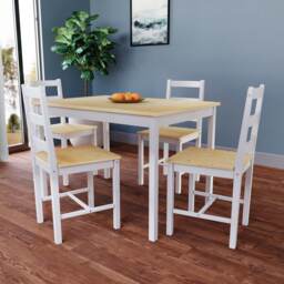Vida Designs Yorkshire 4 Seater Dining Set 5 Piece Table & Chairs, White & Pine