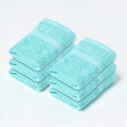 Homescapes Turkish Cotton Face Cloth - Set of 6, Aqua