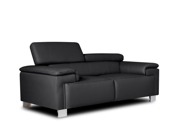 Genuine Leather Black 2 Seater Sofa LIVORNO
