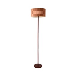 ValueLights Heather Orange Check Bamboo Shade Dark Wood Floor Lamp Brown