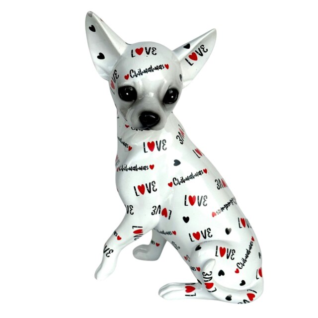 LOVE DOGS Chihuahua figurine, Love Chihuahuas text & hearts design, 25cm (GET 3 FREE STICKERS WITH THIS ITEM)