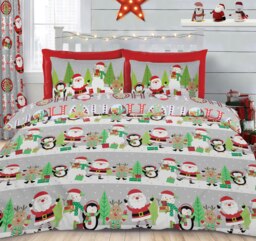 Velosso Xmas Ho Ho Printed Cotton Blend Duvet Cover and Pillowcase Set Red King