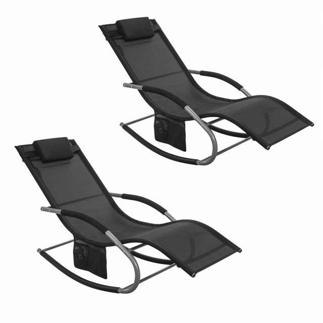 SoBuy OGS28-SCHX2,Set of 2 Outdoor Garden Rocking Sun Lounger Recliner Relaxing Chair