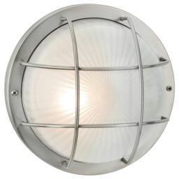 Court 1 Light Outdoor Bulkhead Wall, Flush Light Stainless Steel, Frosted Glass IP44, E27