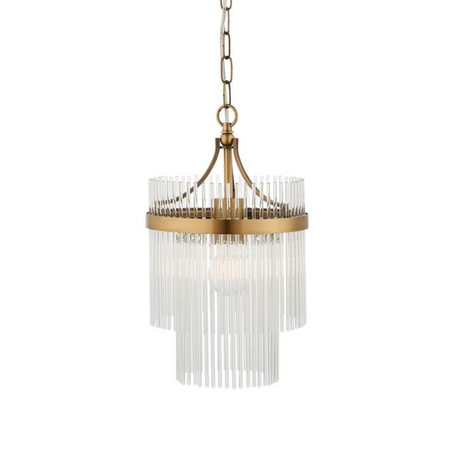 Marietta Pendant Ceiling Light Antique Brass Plate, Clear Glass, 1x E27