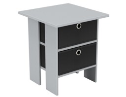 2-Tier 2- Drawer Wooden Side Table Grey Grey & Black 1