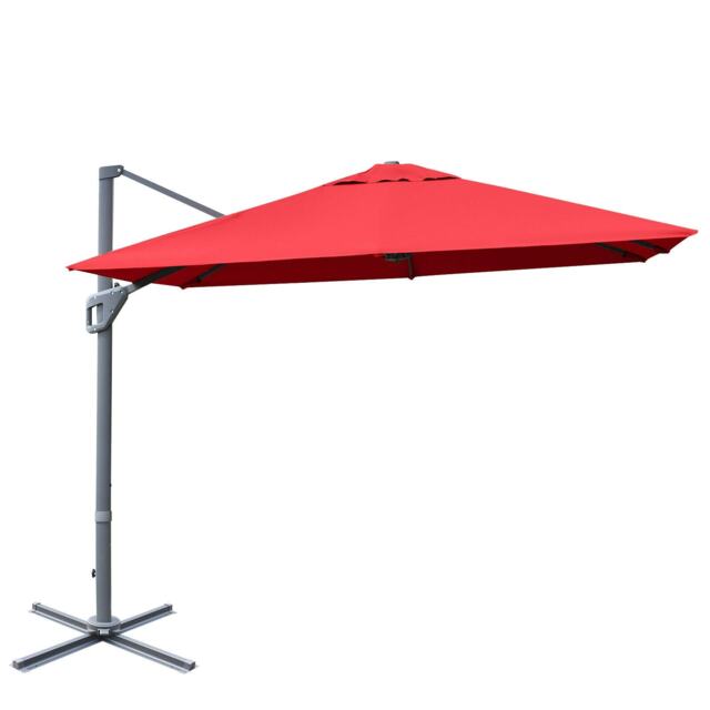 COSTWAY 10FT Patio Cantilever Umbrella Hanging Square Parasol Red