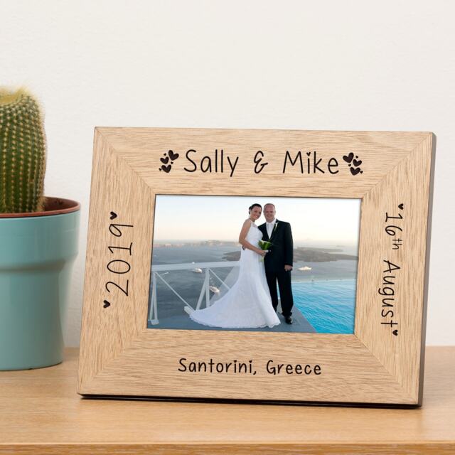 Personalised Wedding Day Wood Picture Frame 6 x 4 Wedding Couple