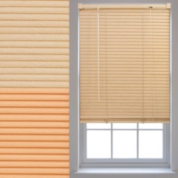 FURNISHED Wood Effect PVC Trimmable 25mm Slat Venetian Window Blinds Cream Natural (W) 120cm x (L) 210cm