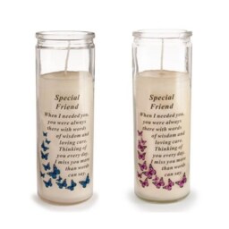 David Fischhoff Memorial Glass Candle - Special Friend Assorted Colours White