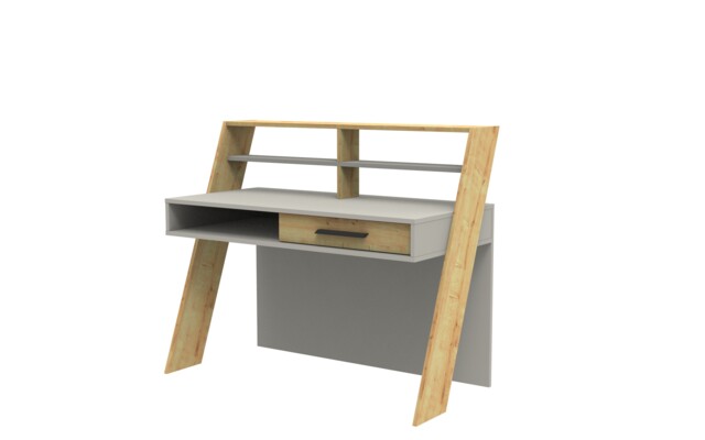 Decorotika Soho Computer Desk with Open Shelves and Drawer - W 123 cm x H 104 cm x D 59 cm