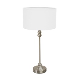 ValueLights Maggie Chrome Candlestick Table Lamp White Shade and Bulb