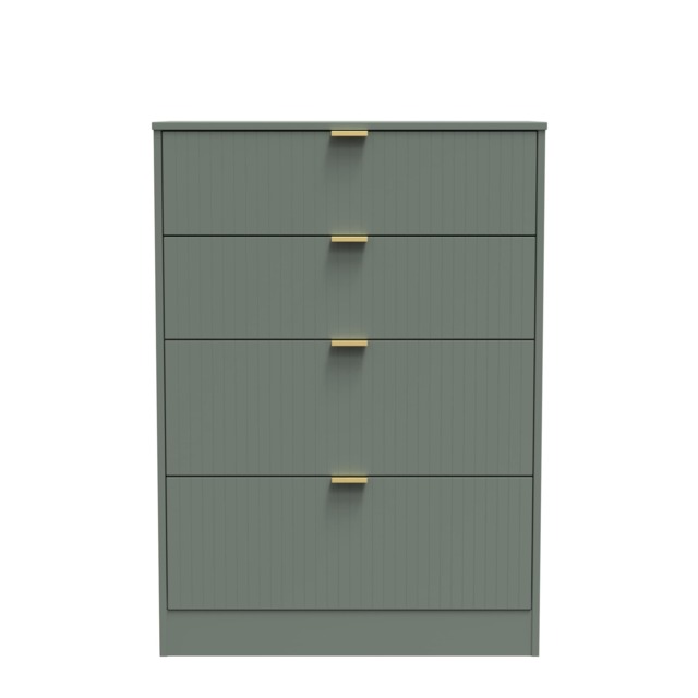 Denver 4 Drawer Deep Chest of Drawers in Reed Green (Ready Assembled) Green Reed Green