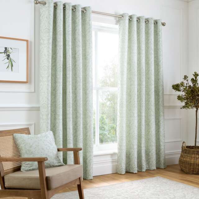 Curtina Marple Eyelet Curtains Sage Green