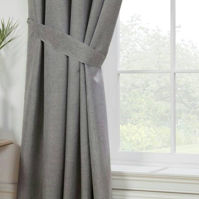 Eclipse - 100% Blackout Thermal Self-Lined Curtains - Eyelet - 100% Polyester (Pewter, 46''x 90'' - 117cm x 229cm (Pair)) Grey Grey