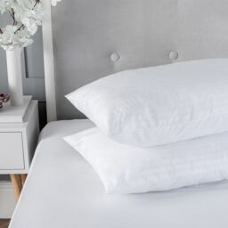 Satin Stripe Pillow Pair Soft Microfibre Cover Hollowfibre Filling Non Allergenic White