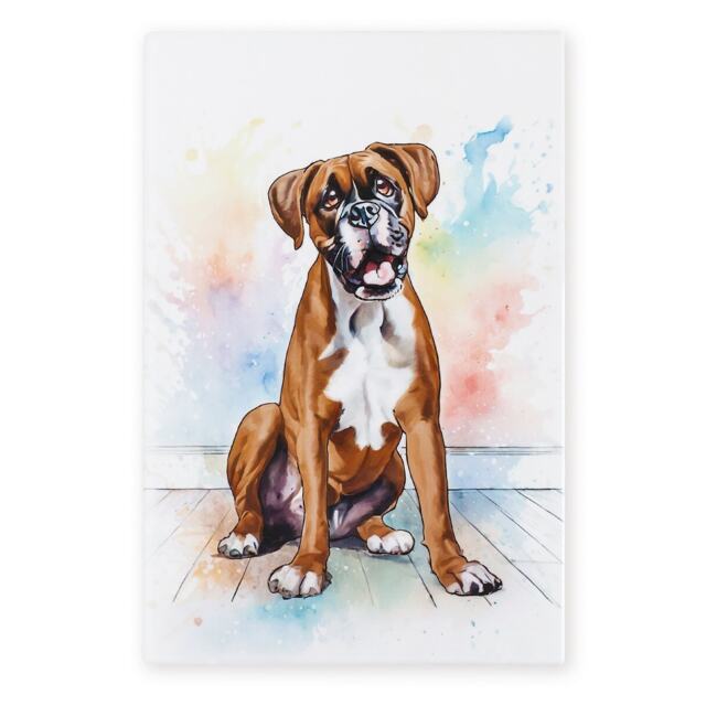 Arora Ceramic Boxer Wall Watercolour Tile Plaque 30 x 20 cm