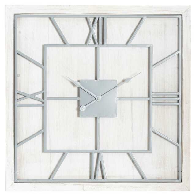 Hill Interiors Williston Square Wall Clock - White/Silver - 90cm x 5cm x 90cm