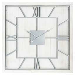 Hill Interiors Williston Square Wall Clock - White/Silver - 90cm x 5cm x 90cm