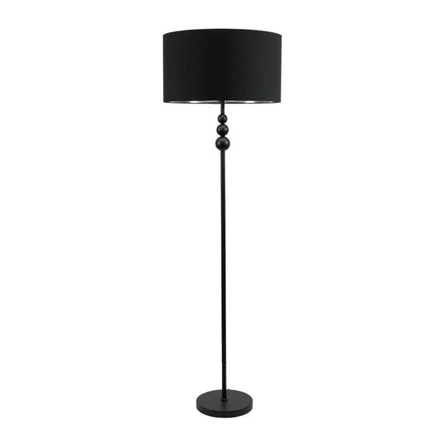 ValueLights Marissa Black Stacked Ball Floor Lamp Black Chrome Shade Black
