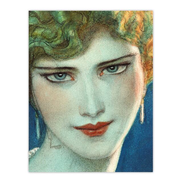 "Face of Blonde Girl with Earrings W T Benda Wall Art Poster Print 12X16"""