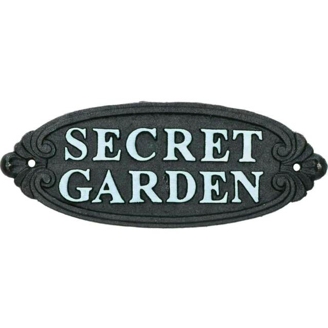 Secret Garden Cast Iron Sign Plaque Door Wall House Gate Fence Post Rustic