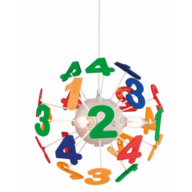 Numbers 4 Light Children Ceiling Pendant Multicolour, E14