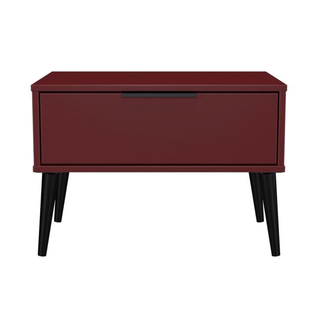Fuji 1 Drawer Wide Bedside Table in Red Matt (Ready Assembled) Red Red Matt