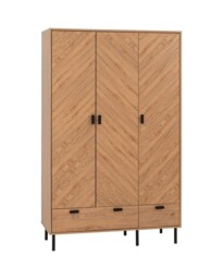 Leon 3 Door 2 Drawer Wardrobe - L47 x W118.5 x H190.5 cm - Medium Oak Effect Brown