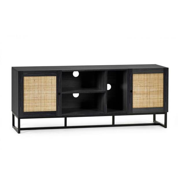Black with Rattan TV/Media Unit Black One Size 1