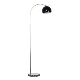 ValueLights Curva Chrome Floor Lamp Black Dome Shade and Bulb