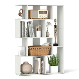 COSTWAY Geometric Bookshelf Home 6-Cube Bookcase White White