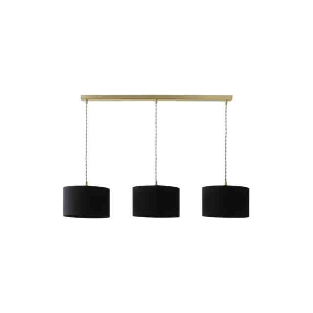ValueLights Shaw Gold 3 Drop Bar Ceiling Pendant Black Shades Gold