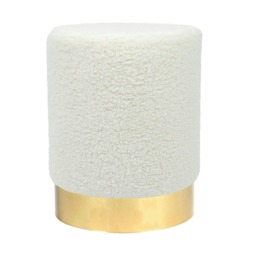Harbour Housewares Round Boucle Footstool - H36 x D29cm - Cream