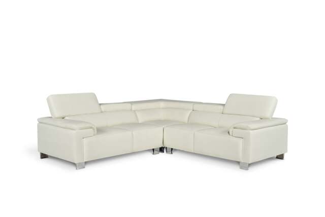 Genuine Leather White 2C2 Corner Sofa LIVORNO