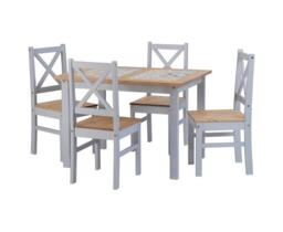 Salvador 1 and 4 Tile Top Dining Set - Slate Grey - Distressed Waxed Pine Grey 5