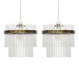 Set of 2 Georgia - Antique Brass with Glass Easy Fit Pendant Shades