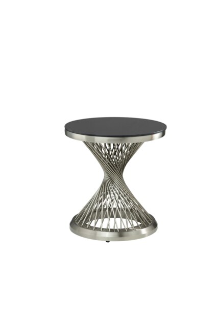 Orsina Stylish Hourglass Dining Table with Black Marble & Silver Base, Spacious Lounge Table, Patio & Kitchen Table