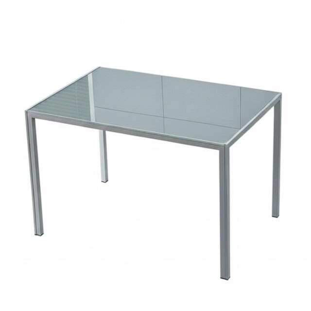 Dining Table Grey Glass Kitchen Place for 4 Seats, Dining Table Only (Grey H 75 x L 120 x W 70 cm)