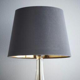 "14"" Grey Velvet Empire Light Shade Gold Inner Grey"