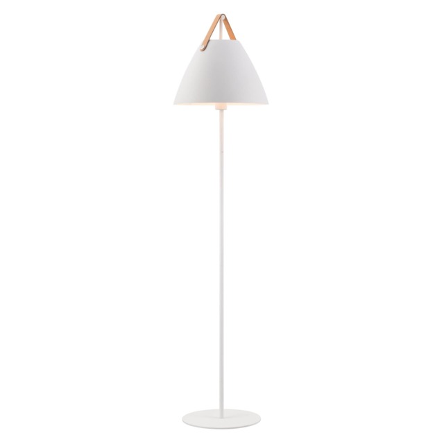 Nordlux Strap Indoor Floor Lamp White Metal E27 Brown & Black Strap - Mains Powered, IP20