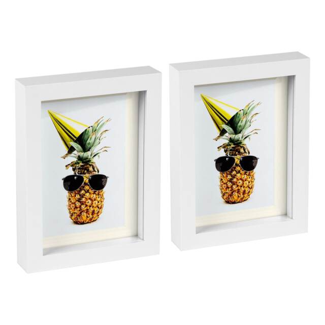 "Nicola Spring 5 x 7"" Photo Frames - Ivory Mount 3D Photo Frame Picture Frame Box Portrait Display Case & Spacer (20 x 15cm) x2"