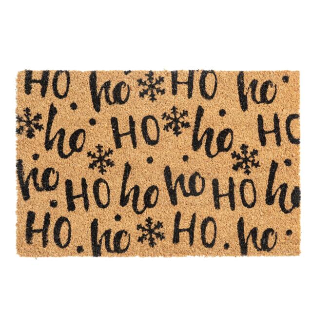 Nicola Spring Coir Door Mat - 60 x 40cm - Ho Ho Ho - Indoor Outdoor Floor Mat Dirt Trapper Rug Non Slip Backing Doormat