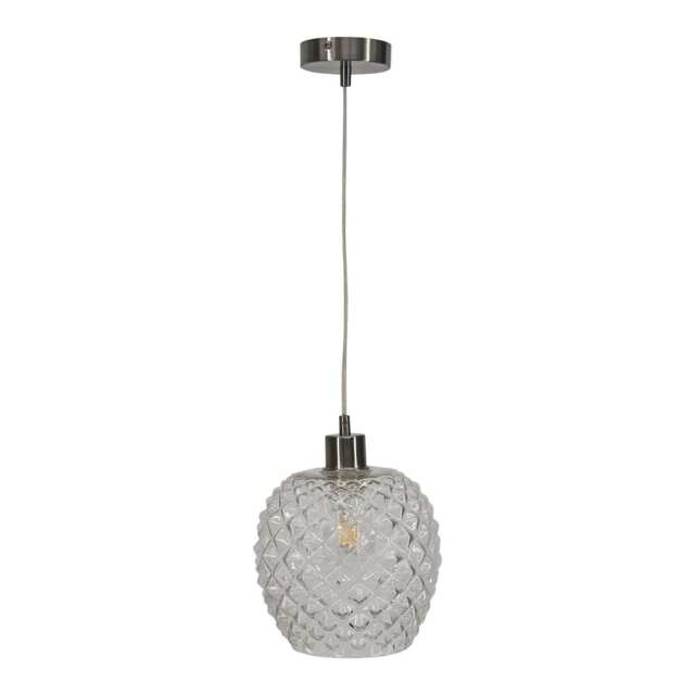 Baine - Clear Textured Glass with Satin Nickel Pendant Fitting Clear Clear 1