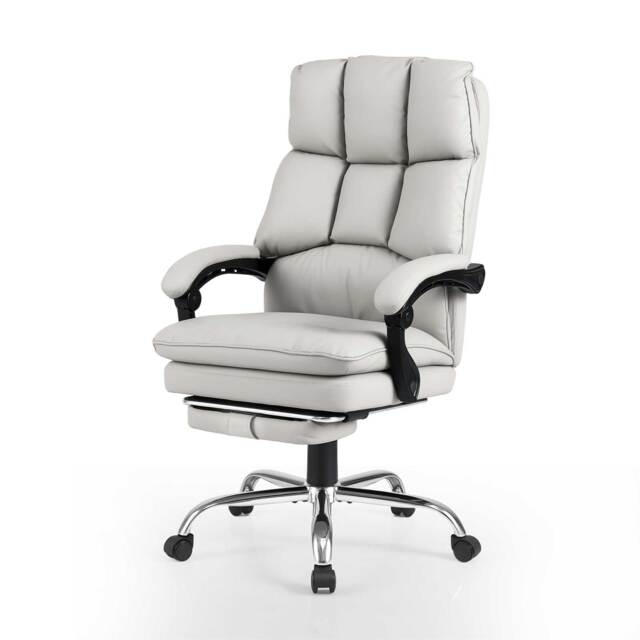 COSTWAY Office Desk Chair Ergonomic Reclining Chair White