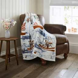 Coastal Fishing Village Soft Coral Fleece Printed Throw