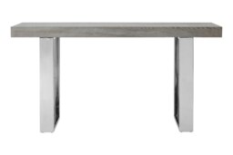 Orsina Contemporary Grey Elm Wood Console Table, Luxe Natural Elm with Stainless Steel Legs, U-Shape Hallway Table