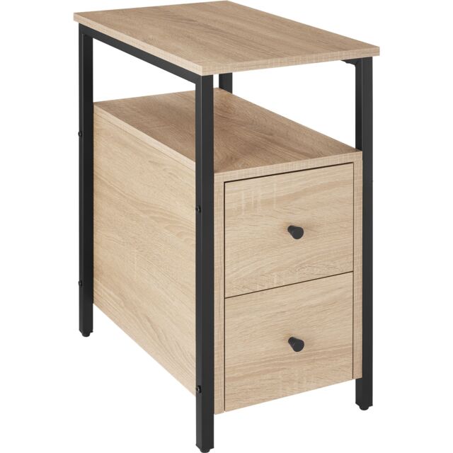 Bedside Table Tullamore - 2 shelves and 2 drawers Brown industrial wood light, oak Sonoma 49,50 x 30 x 61,50 cm 1