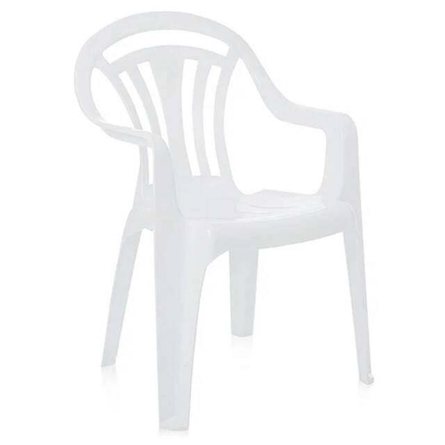 12 x White Plastic Indoor Outdoor Stackable Low Back Patio Garden Chairs White